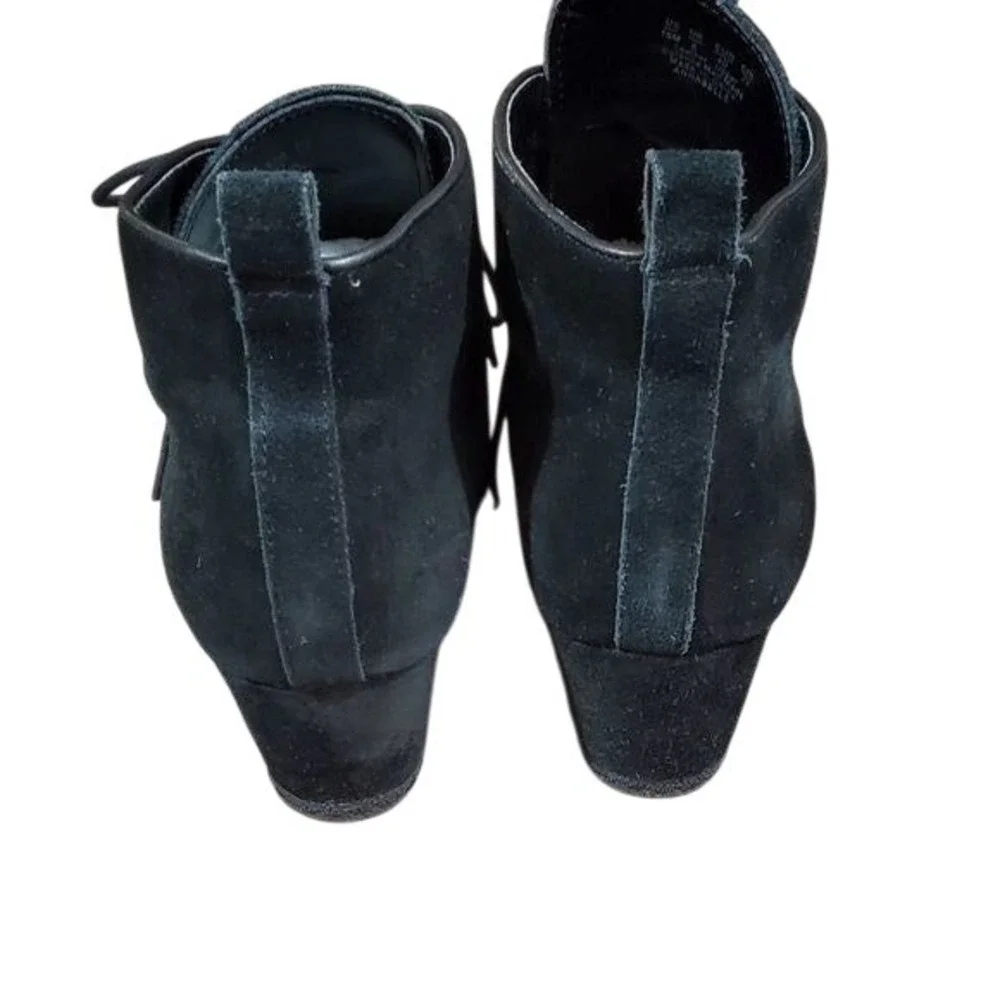 FRANCO Sarto Annabelle black‎ suede lace up Wedge Comfy Botties boots size 10